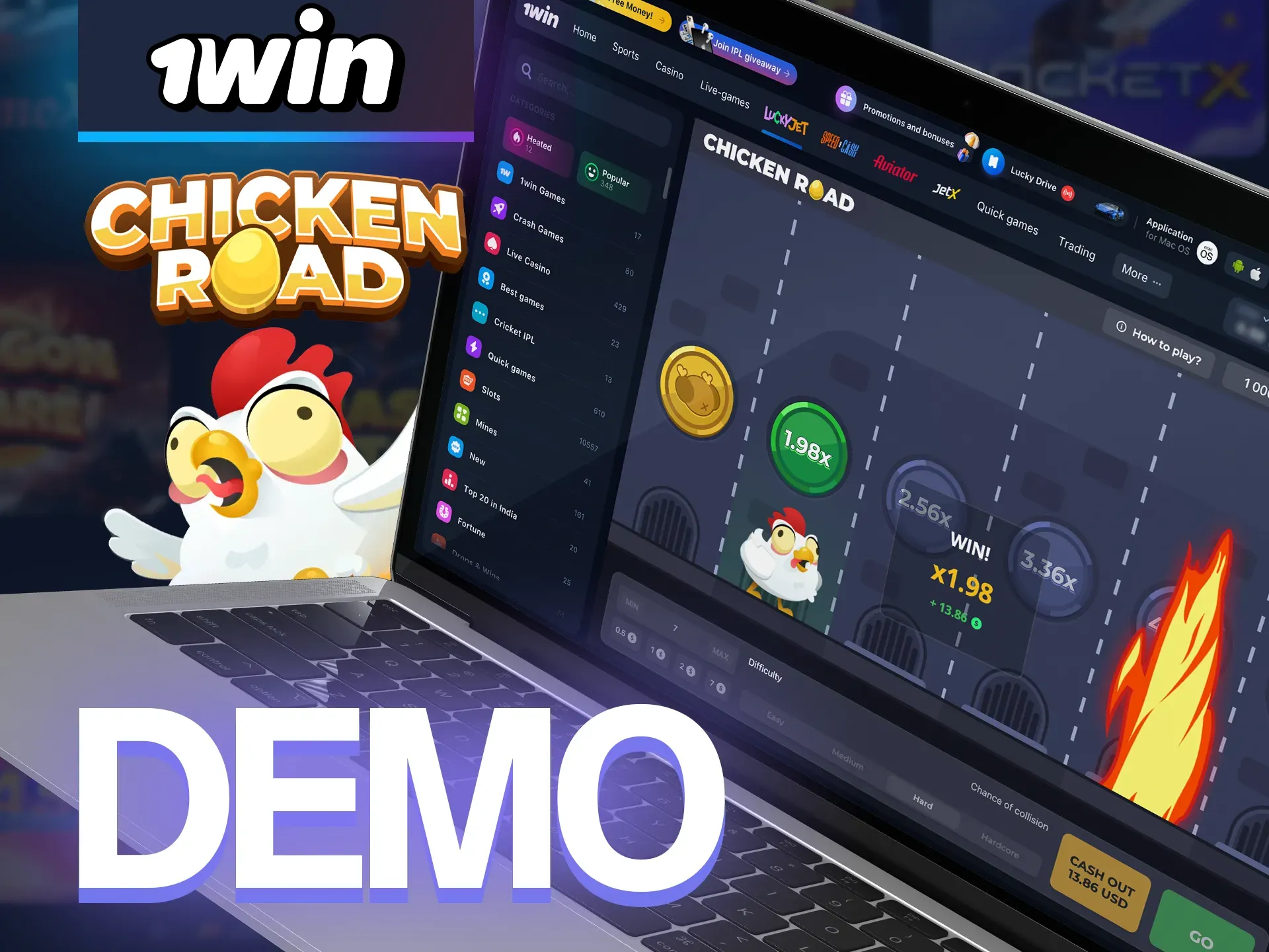 Find out how to play Chicken Road for free at 1win.