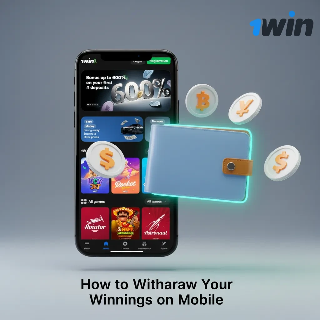 Mobile phone showing withdrawal section with payment method selection and amount entry fields